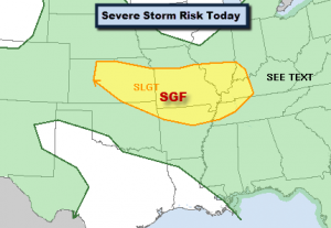 Slight Storm Risk Area for Today